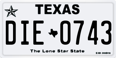 TX license plate DIE0743