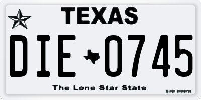 TX license plate DIE0745