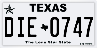 TX license plate DIE0747