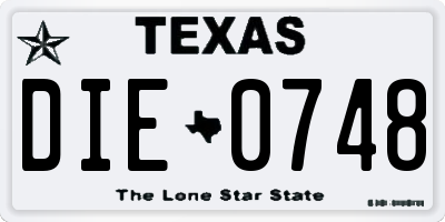 TX license plate DIE0748