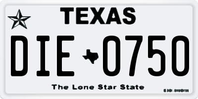 TX license plate DIE0750