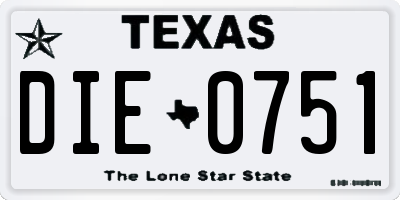 TX license plate DIE0751