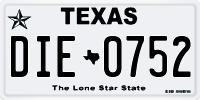 TX license plate DIE0752
