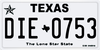TX license plate DIE0753