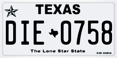 TX license plate DIE0758