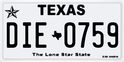 TX license plate DIE0759