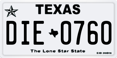 TX license plate DIE0760