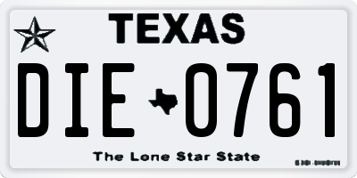 TX license plate DIE0761
