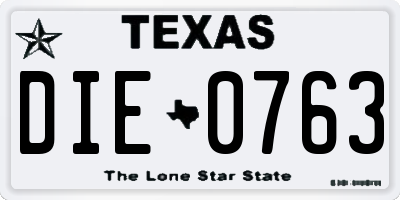 TX license plate DIE0763