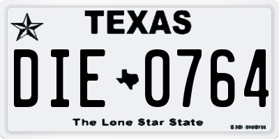 TX license plate DIE0764
