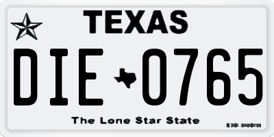 TX license plate DIE0765