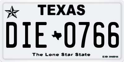 TX license plate DIE0766