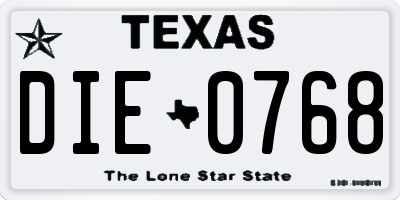 TX license plate DIE0768