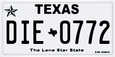 TX license plate DIE0772