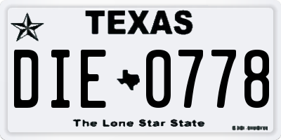 TX license plate DIE0778