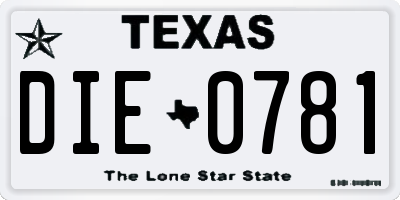 TX license plate DIE0781