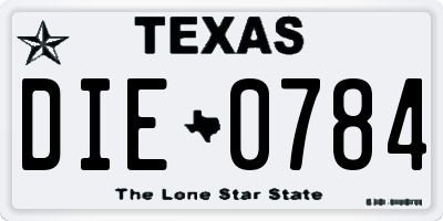 TX license plate DIE0784