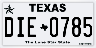 TX license plate DIE0785