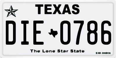 TX license plate DIE0786