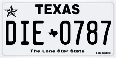TX license plate DIE0787
