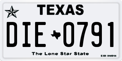 TX license plate DIE0791