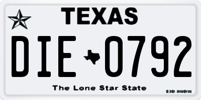 TX license plate DIE0792