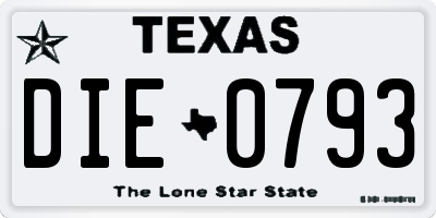 TX license plate DIE0793