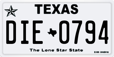 TX license plate DIE0794