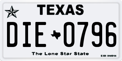 TX license plate DIE0796