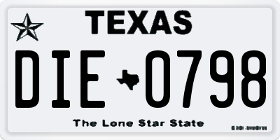 TX license plate DIE0798