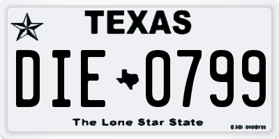 TX license plate DIE0799