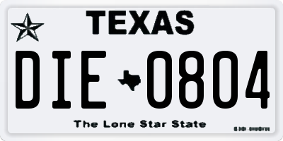 TX license plate DIE0804