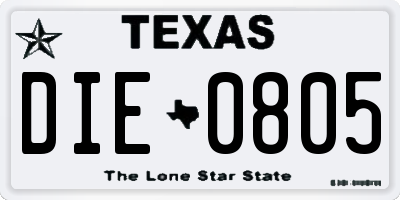 TX license plate DIE0805