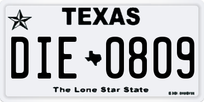 TX license plate DIE0809