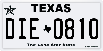 TX license plate DIE0810