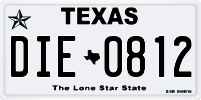 TX license plate DIE0812