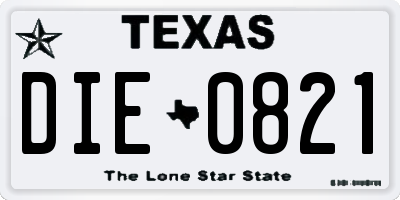 TX license plate DIE0821