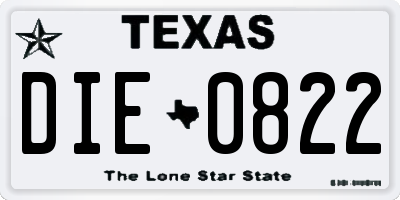 TX license plate DIE0822