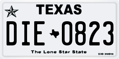 TX license plate DIE0823