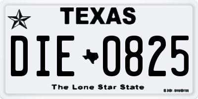 TX license plate DIE0825