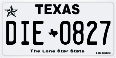 TX license plate DIE0827