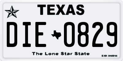 TX license plate DIE0829