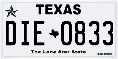TX license plate DIE0833