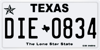 TX license plate DIE0834