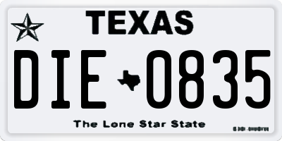 TX license plate DIE0835