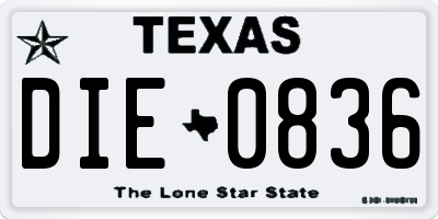 TX license plate DIE0836