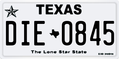 TX license plate DIE0845