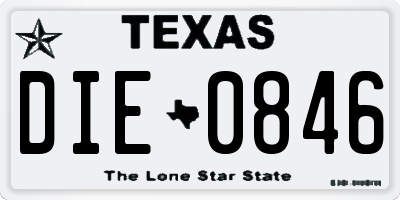 TX license plate DIE0846