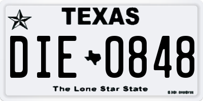 TX license plate DIE0848