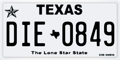TX license plate DIE0849